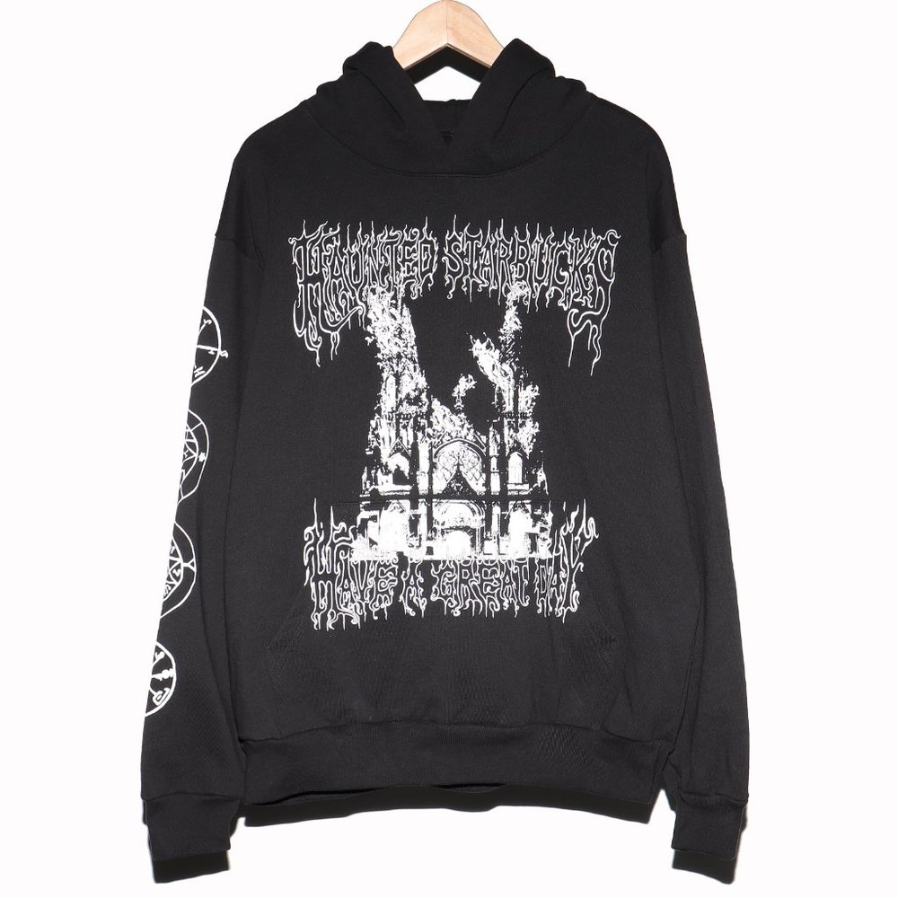 Haunted Starbucks x Have A Great Day 'Black Metal' NYC Halloween Popup Hoodie